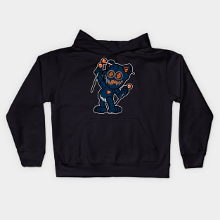 Happy VooDoo Kitty Cat Doll Navy Blue and Orange Kids Hoodie